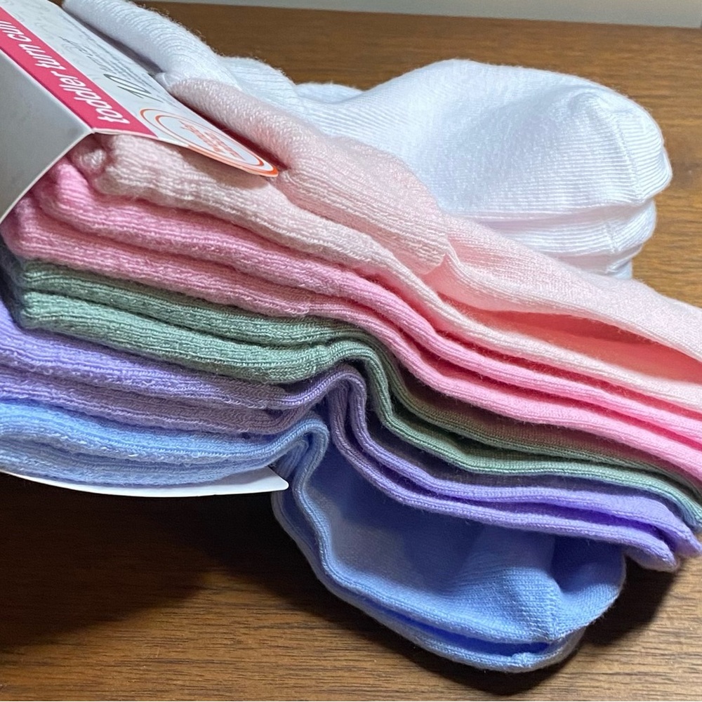 NIP Pastel Girls TODDLER Socks - White, Pink, Green, Lavender, Blue 18-36 mos.